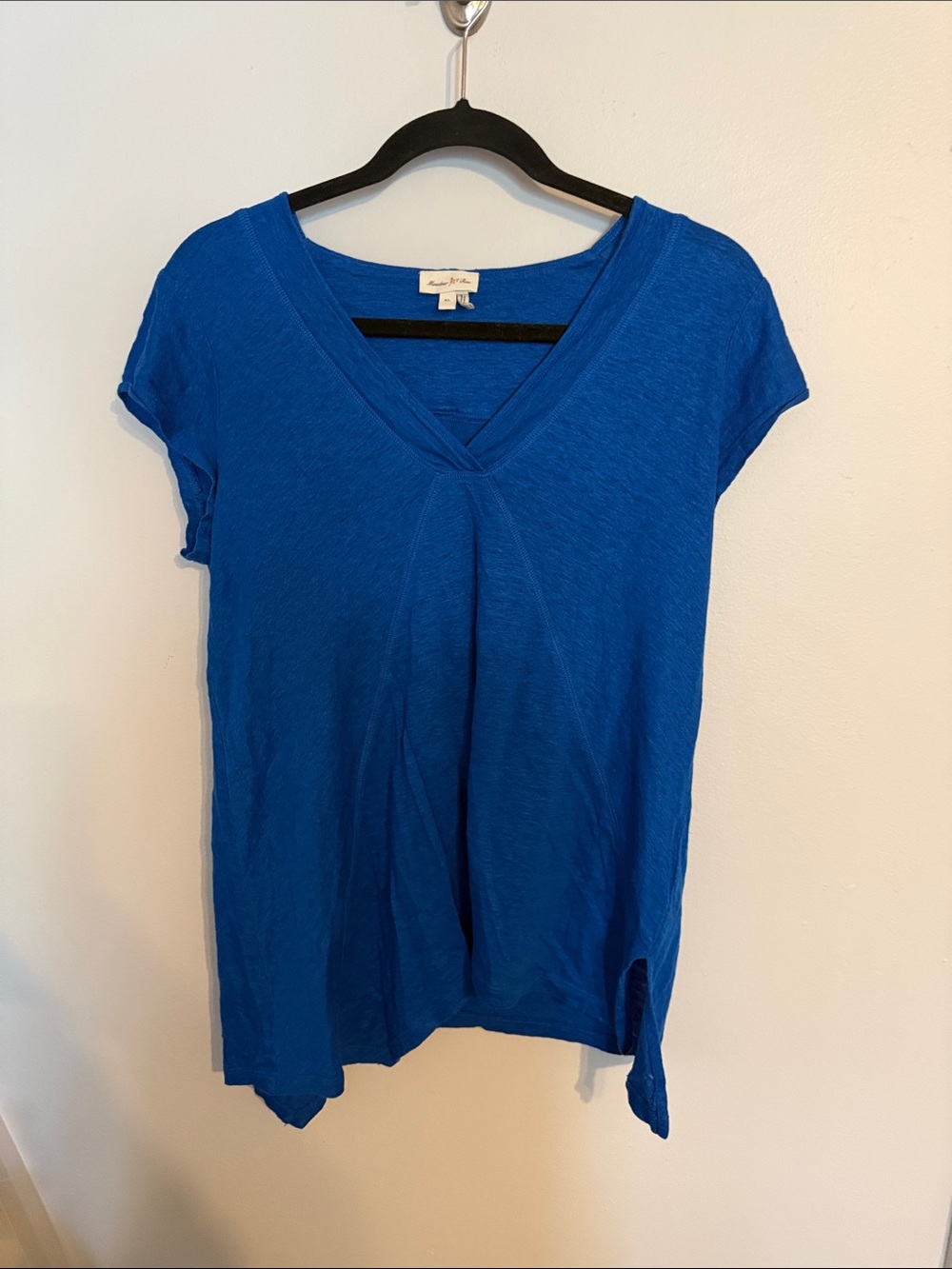 Anthropologie Meadow Rue 100% Linen Blue Tunic Top XL High Low